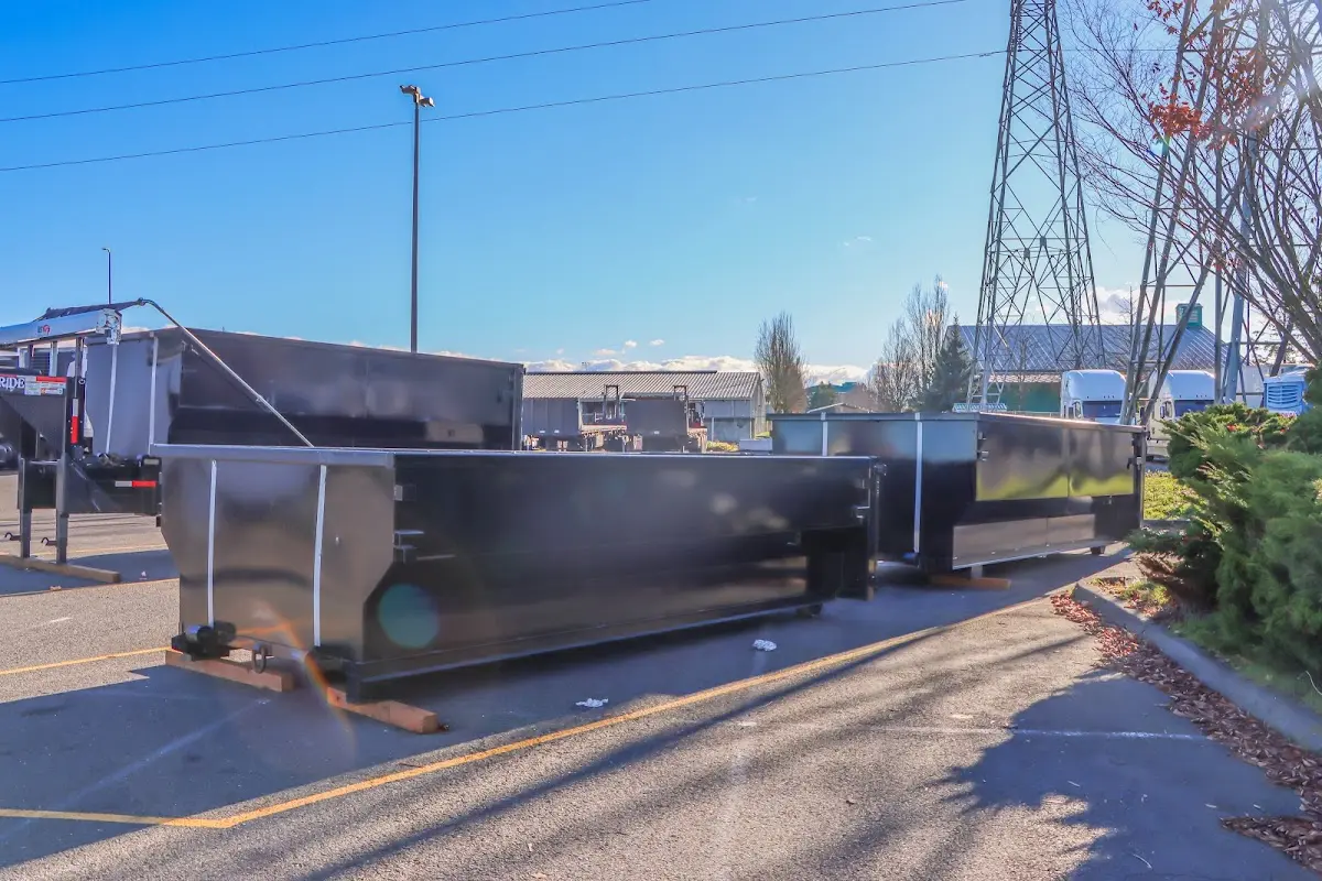 Roll-off dumpster ready for waste disposal at job site for 3 Yard Dumpster Rental in Mount Laurel